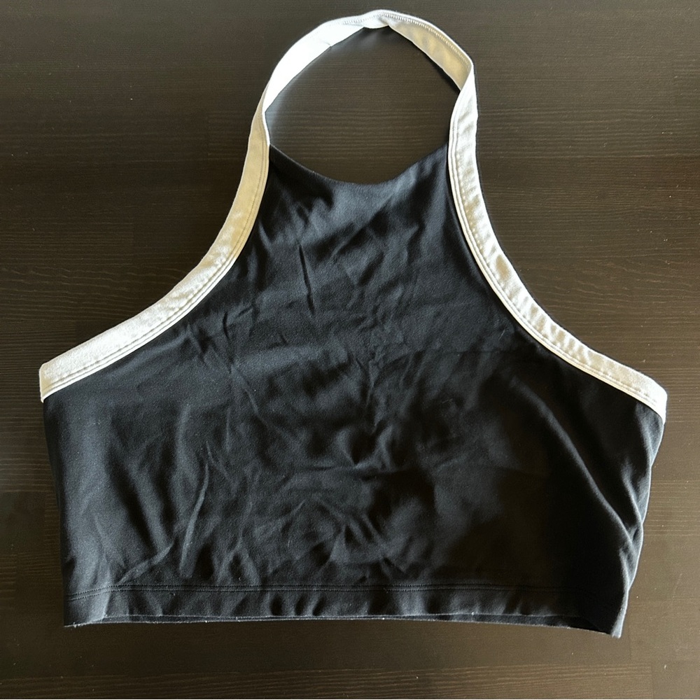 lululemon nulu cropped halter tank — Black/White (size Large)